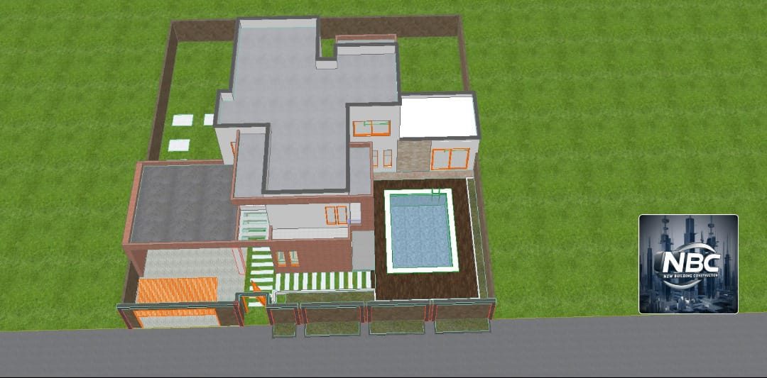 Plan masse 3D d'une villa avec piscine