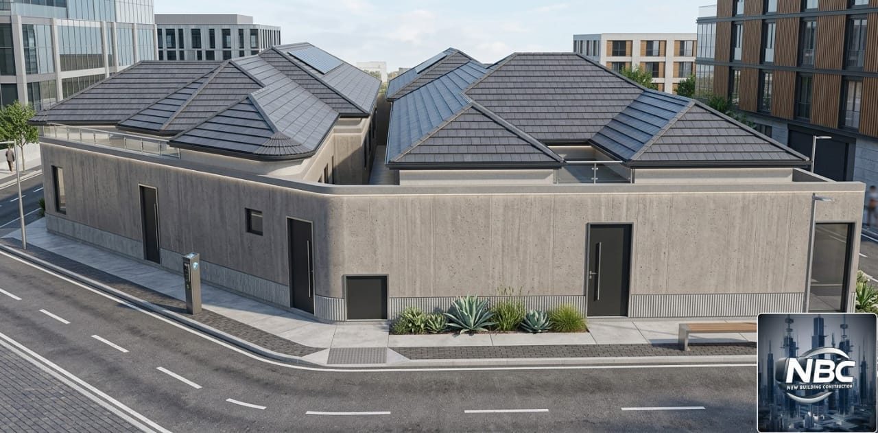 Villa contemporaine de plain-pied, vue de la rue